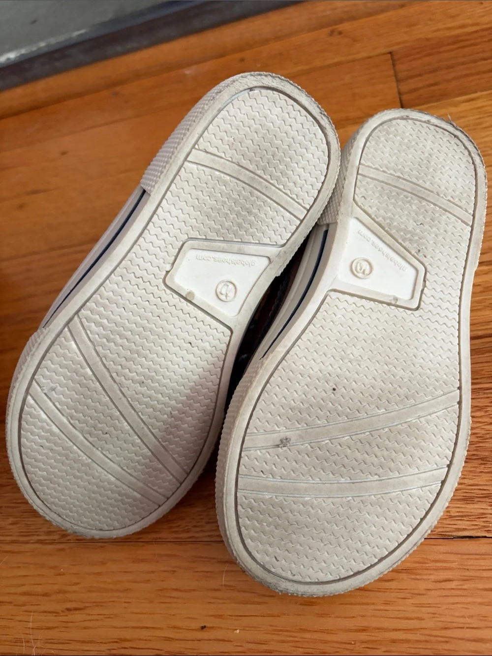 Kids Brown Canvas Slip-On Sneakers with Blue Accents